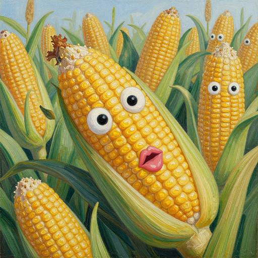 Whimsical Cornfield with Faces