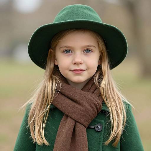 Young Girl in Green Winter Outfit