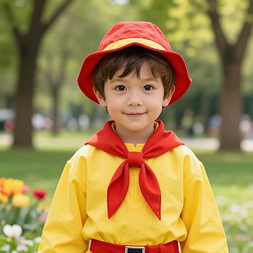 Playful Boy in Vibrant Park Outfit