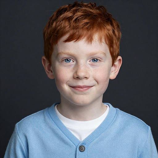 Young Boy with Red Hair and Blue Eyes