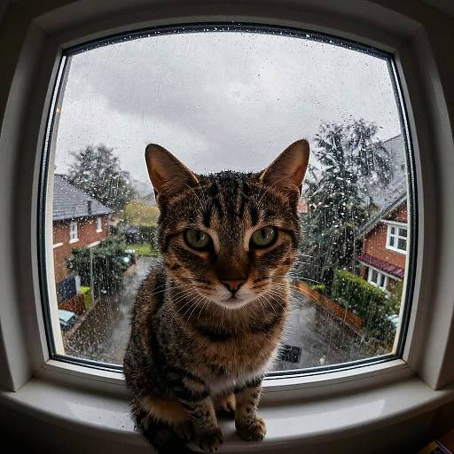 Rainy Day Cat Fisheye Close-Up