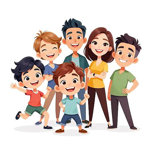 Vibrant Digital Caricature Scene