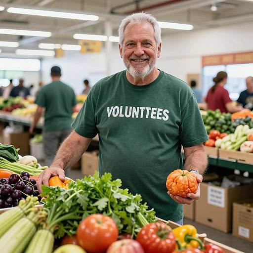 Volunteer Distributing Free Produce