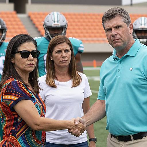 Engaging Trio on a Football Field