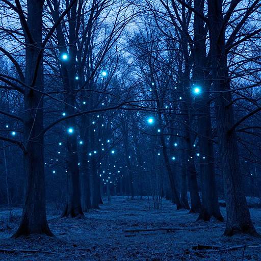 Ethereal Twilight Forest with Luminous Orbs