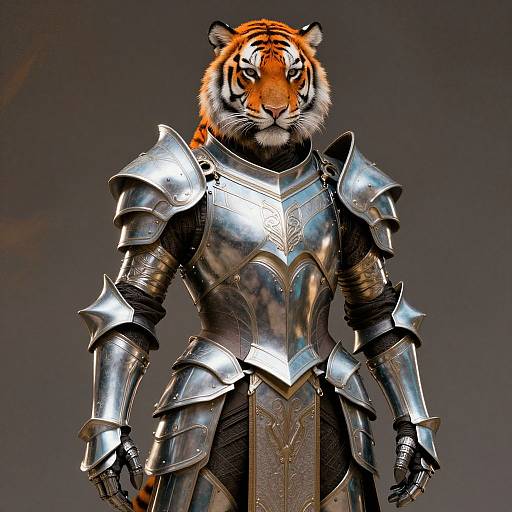 Futuristic Knight with Tiger Mane Armor