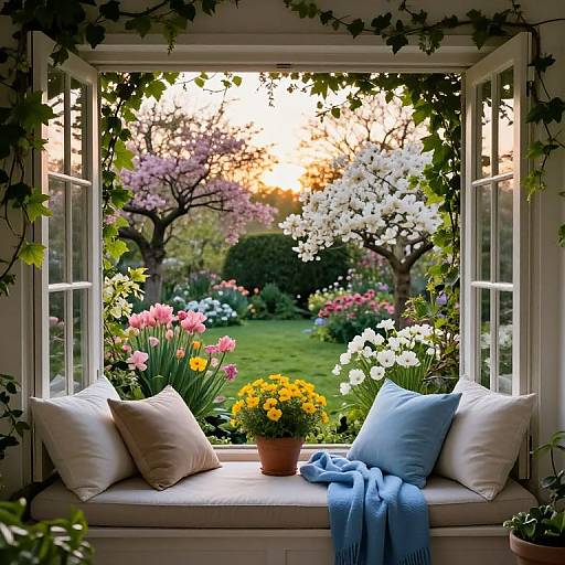 Serene Evening Spring Garden View