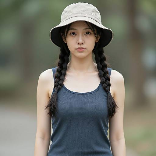 Realistic Portrait of Woman in Organic Clothing