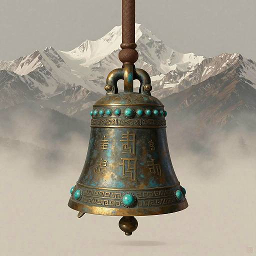 Ornate Tibetan Ritual Bell Illustration