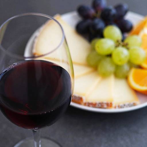 Close-Up of Red Wine and Cheese Plate