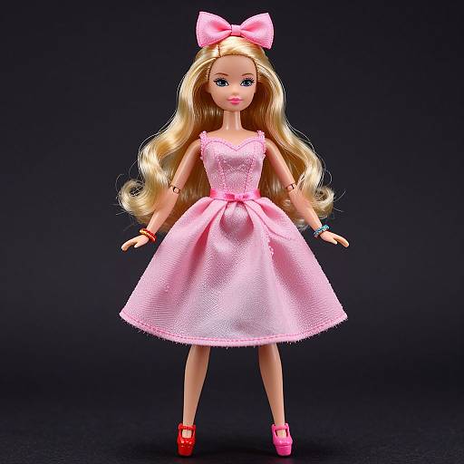 Elegant Blonde Doll in Pink Dress
