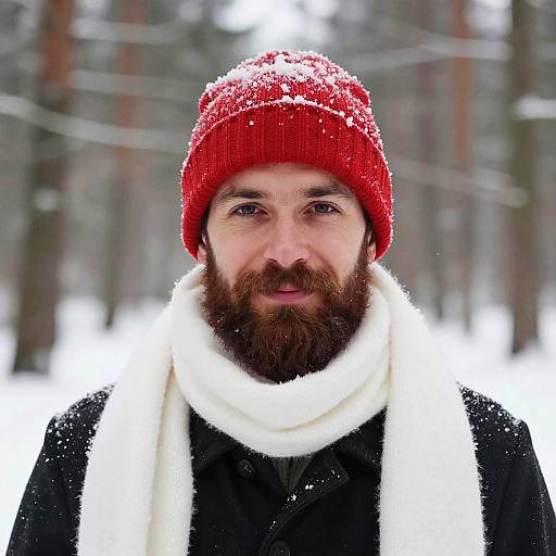 Cozy Winter Portrait of Bearded Man