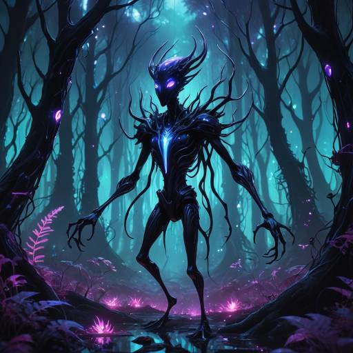 Abstract Dark Fantasy in Magical Forest