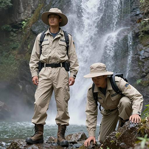 Determined Explorers on Rocky Terrain