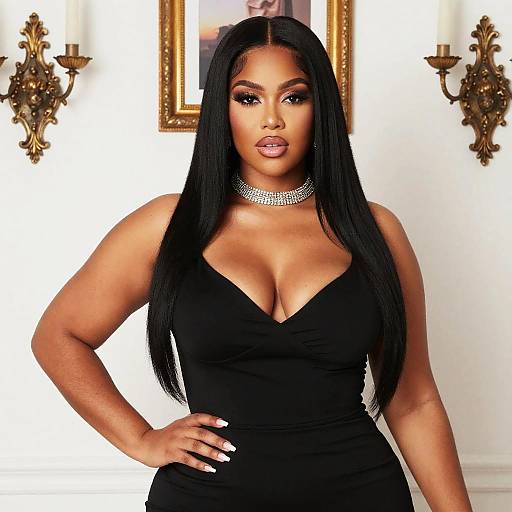 Curvy Woman in Elegant Black Dress