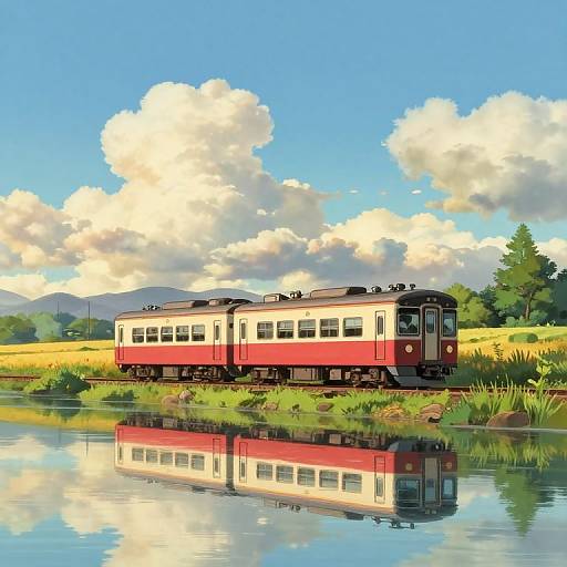 Vintage Japanese Train at Sunrise
