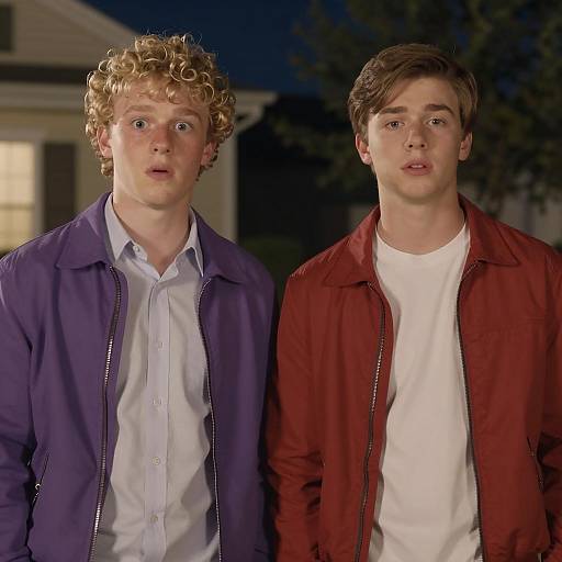 Teenage Boys Surprised Under Night Sky