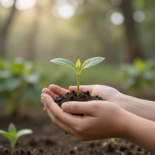 Hands Cradling Glowing Sprout