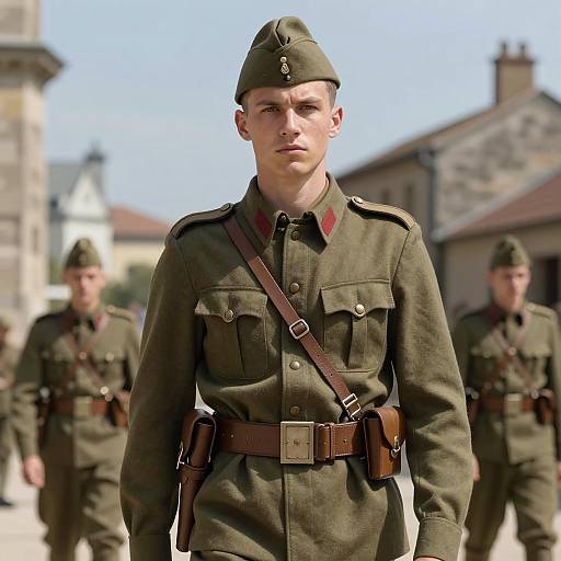 Photorealistic Young Soldier in Olive Green