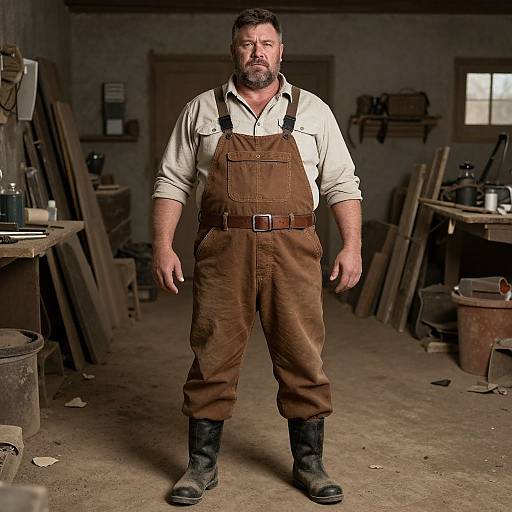 Rugged Middle-Aged Man in Workshop