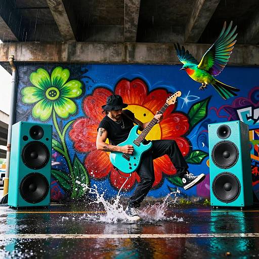 Neon Rain Breakdancer Electric Guitar