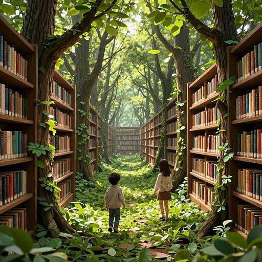 Enchanted Library with Storytelling Trees