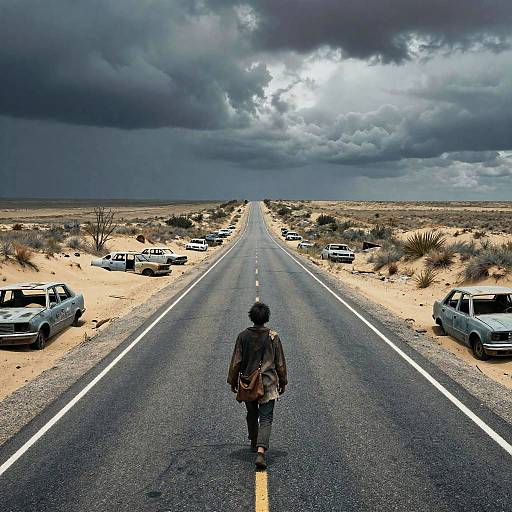 Post-Apocalyptic Deserted Highway Scene
