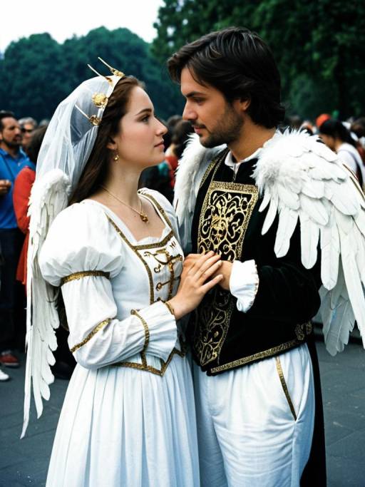 Couple in Romeo and Juliet Angel Costumes