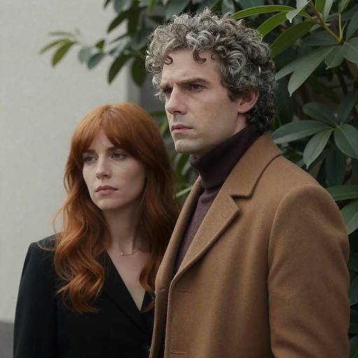 Man and Woman Standing by Green Plants