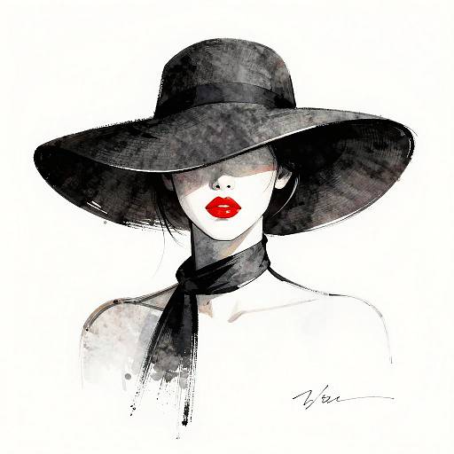 Minimalist Abstract Woman with Hat