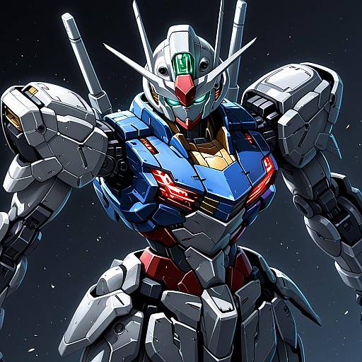 Illustration of Gundam aerial, gundam in the style of Tsurugi hagane