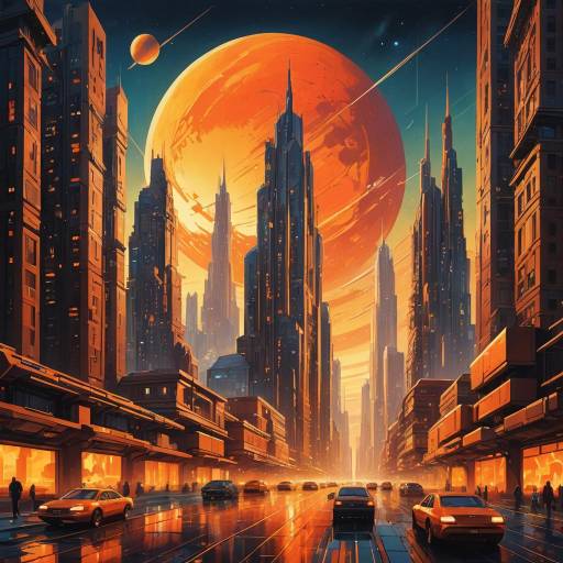 Vibrant Futuristic Cityscape Artwork
