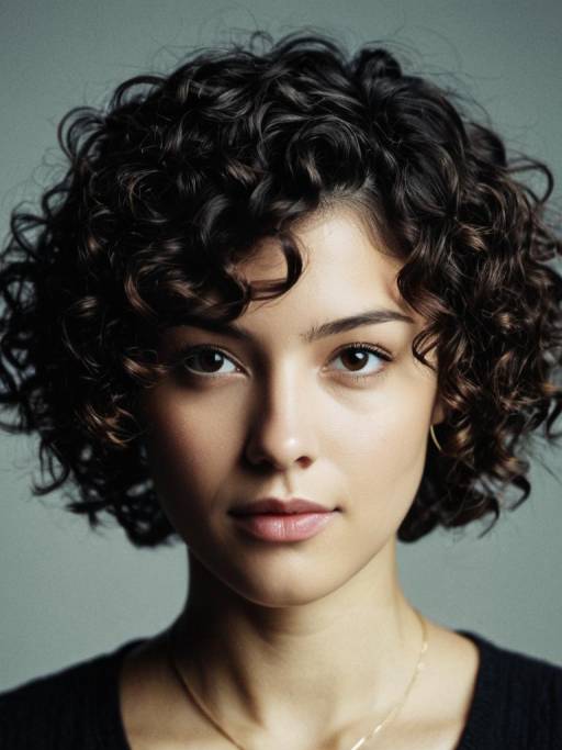 Elegant Woman with Short Curly Hair