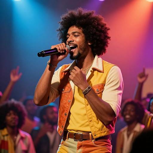 Retro 70s Male Singer Performing Live