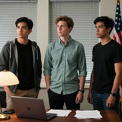 Dynamic Trio in Modern Office Setting