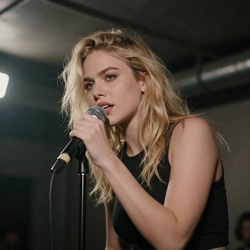 Intense Microphone Portrait in Industrial Room