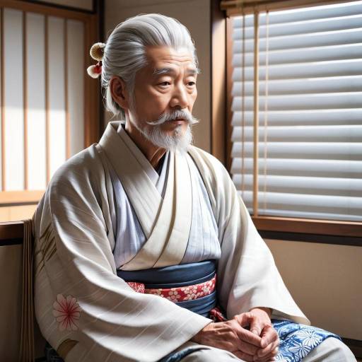 Elderly Man in Traditional Japanese Attire
