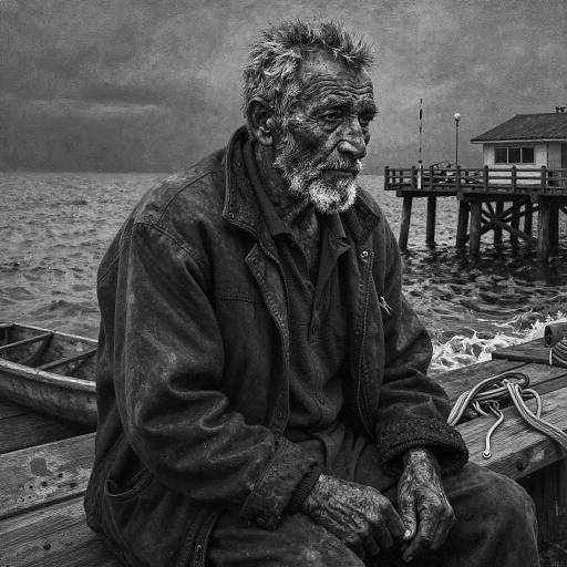 Charcoal Portrait of Weathered Fisherman