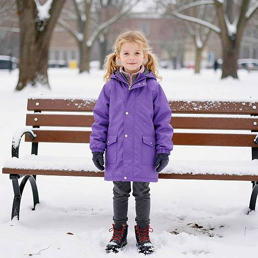 Blonde Girl in Purple Raincoat