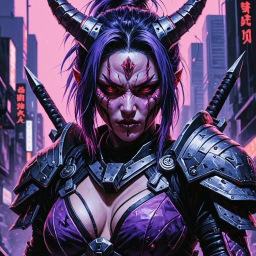 Cyberpunk Demonic Female Warrior