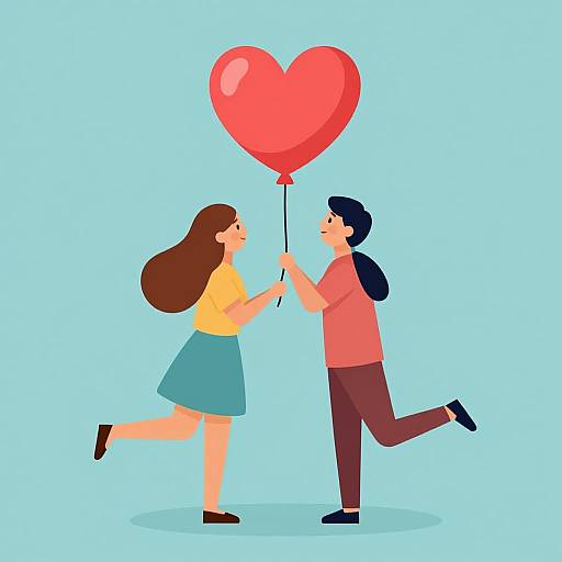 Lover Holding Heart Balloon Vector