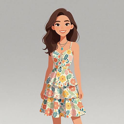 Bohemian Woman in Floral Summer Dress