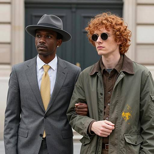 Stylish Urban Contrast: Two Men Portrait