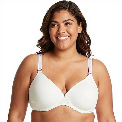 Smiling Woman in Elegant White Bra