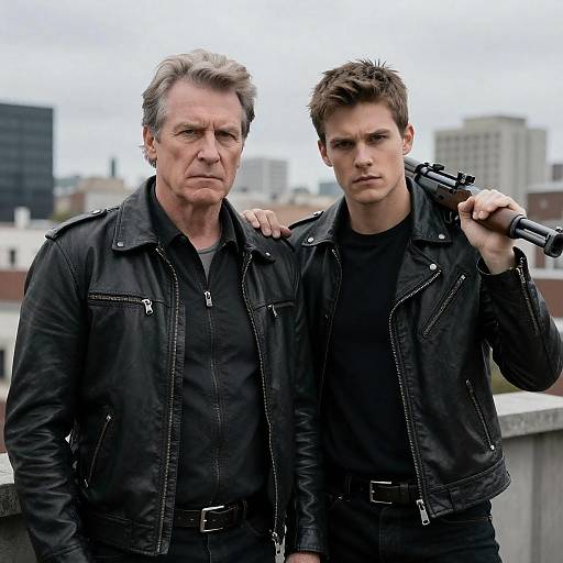 Dynamic Duo in Urban Leather