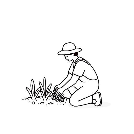 Minimalist Line Art Gardener Illustration