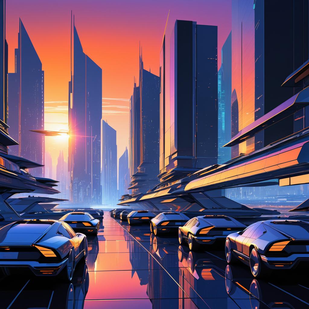 Futuristic Cityscape Storyboard Sketches