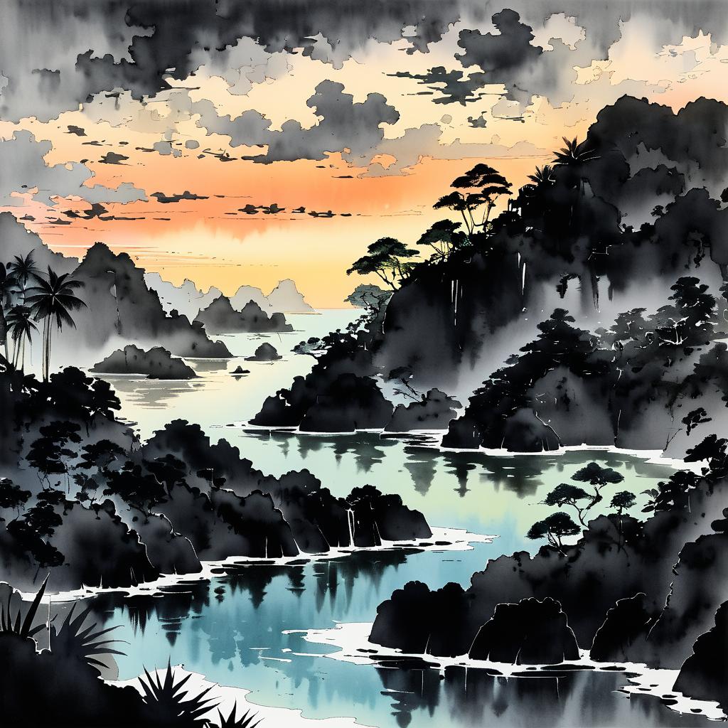 Serene Tropical Archipelago at Dusk