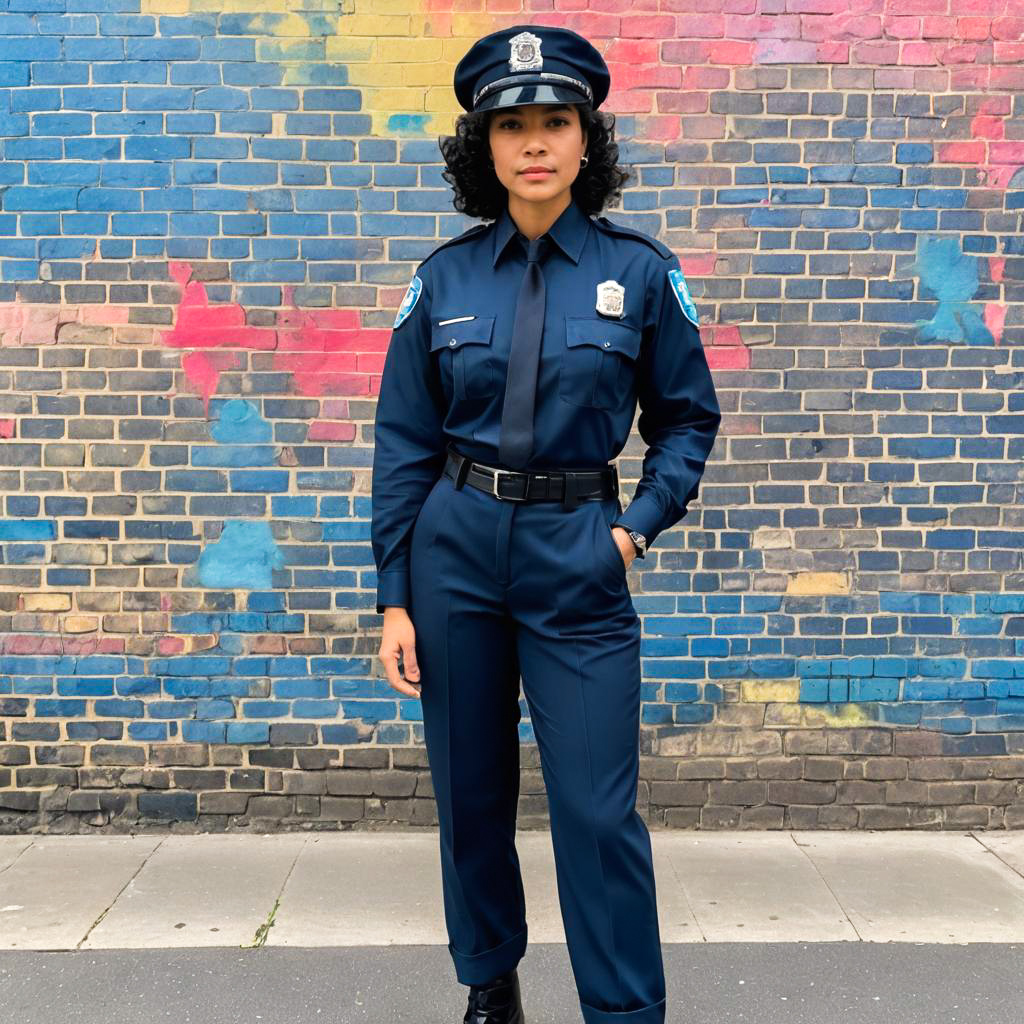 Confident Young Woman in Police Uniform