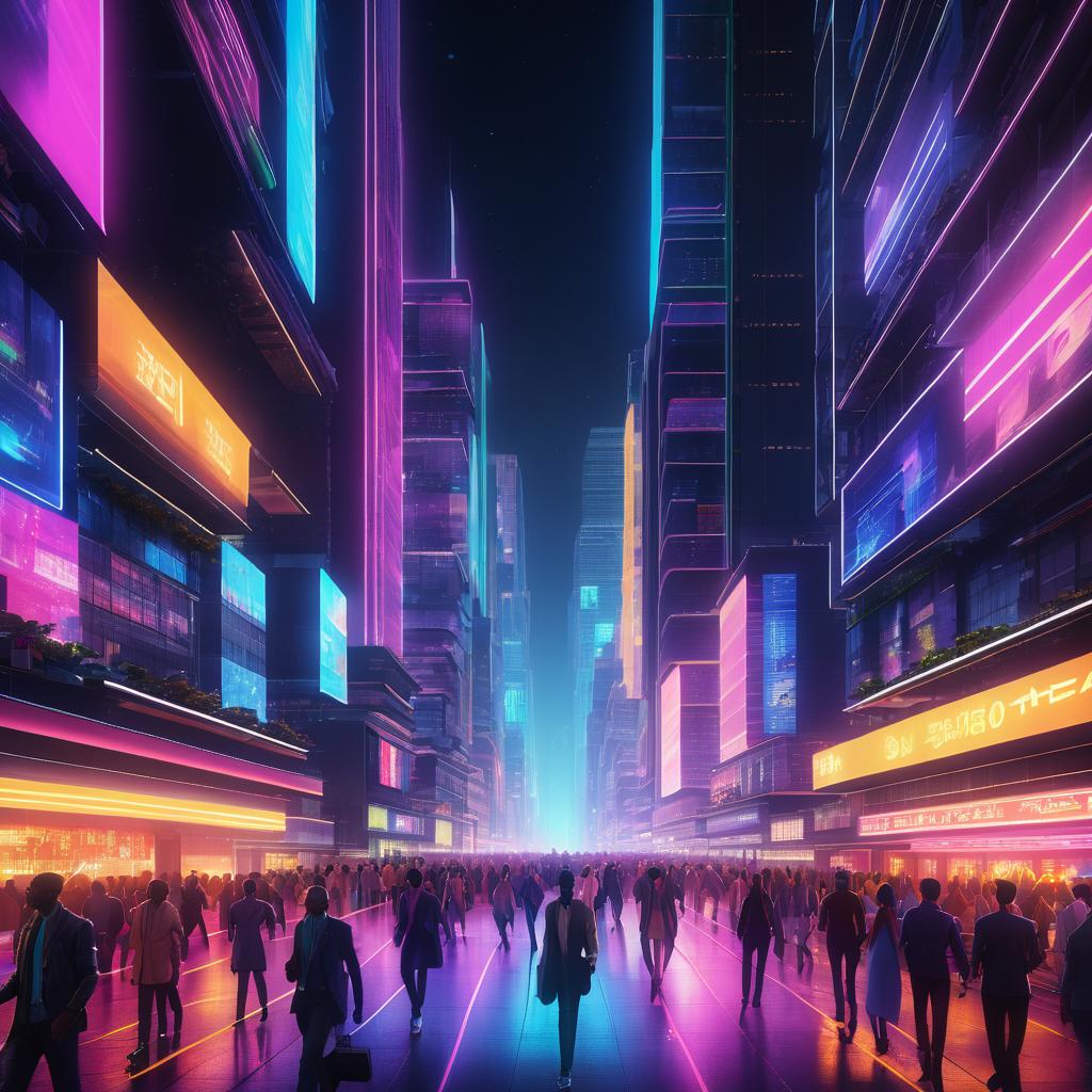 Energetic Night Scene in a Bustling City